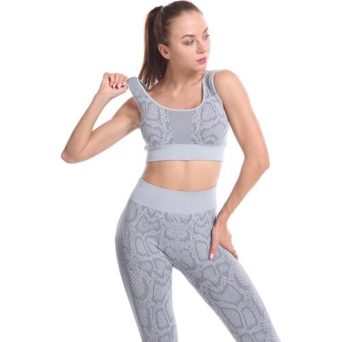 2 Piece Set Women Seamless Anti-sweat Breathable Yoga Sets Women Gym Clothes S/M/L Quick Drying Leopard Print Female Sportswear