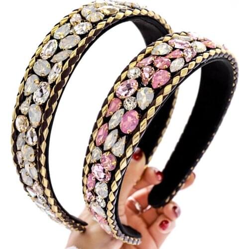 2020 Christmas Vintage Full Rhinestone Bezel Hairband Women Headband Girls Clips Hair Accessories Opaska Do Wlosow Headwear