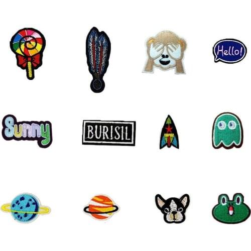 Hot sale Cartoon Hot melt adhesive Applique Embroidery Iron on patch Badges DIY Sewing Clothing Craft Accessories C6094-C6110