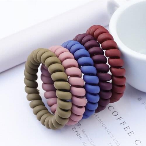 Frosted Colored Telephone Wire Elastic Hair Bands For Girls Headwear Ponytail Holder Rubber Bands Women Hair Accessories