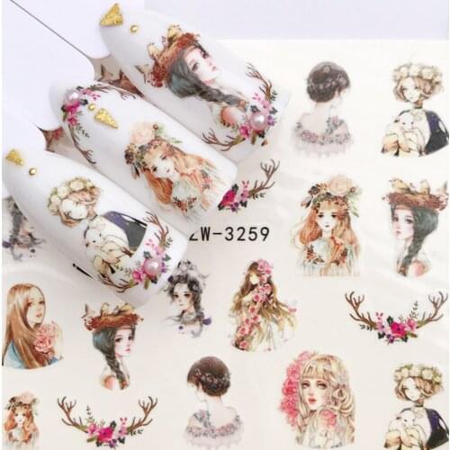 1Sheet Bohemia Pattern Fawn Butterfly Watermark and Transfer Nail Sticker Decal Simple Summer Slider For Manicuring Nail Art