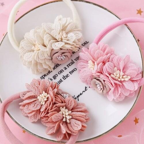 1pcs New Floral Headband For Baby Girls Nylon Soft Hair Bows Flower Hairband Sweet Gift Elestic Headwear Band Hair Accessories