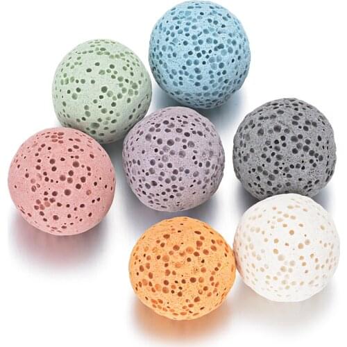 10pcs/lot Natural lava stone cabochons volcano beads accessories for charms pendants fittings Round Jewelry Making VA-1026*10