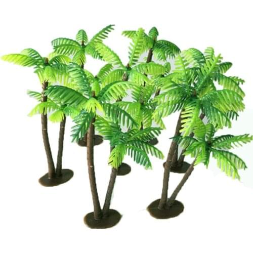 10pcs Mini Coconut Tree Simulation Landscape Aquarium Decor Green Fake Water Plants Fish Tank Aquarium Plants Photography Prop