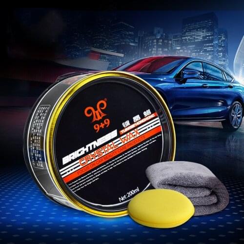 200g Car Wax Fluorine Crystal Set Hard Glossy Carnauba Wax Paint Care Coating Tiny Scratch Repair Maintenance With Sponge Towel