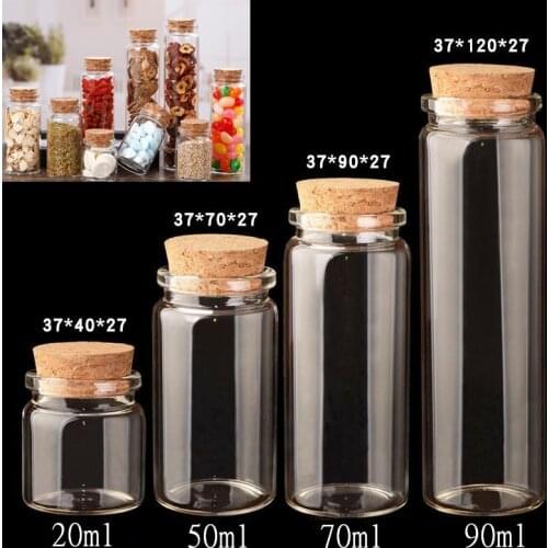 30pcs 25-180ml Lead-Free Glass Sealed Can Storage Tank Food Grains Storage Jar Creative Cork Tea Containers Kitchen Storage Jars