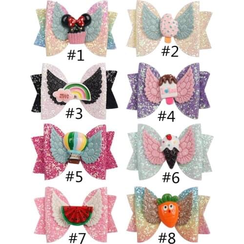 30 pcs/lot, 3 inch Hot-selling new gradient color is glitter childrens bow with clip fashion girl hair accessories
