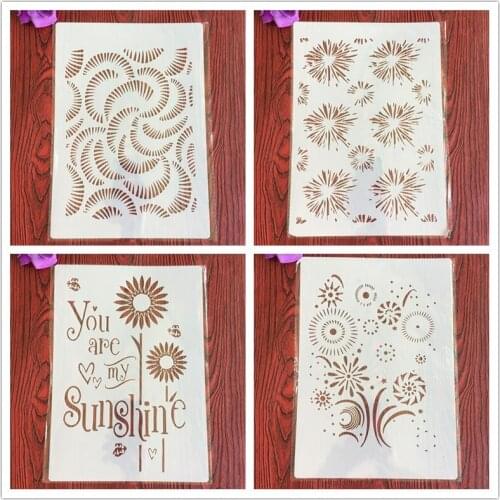 4pcs / set A4 Stencils Painting Coloring Embossing Scrapbook Album Decorative Template for walls Mandala stencil templates