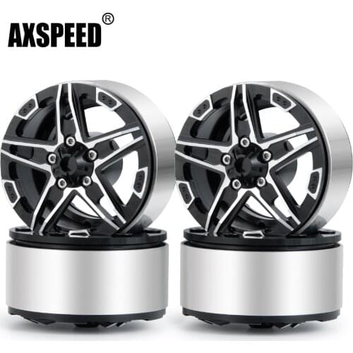AXSPEED Five-pointed Star 1.9 Inch Alloy Metal Beadlock Wheel Rims for Axial SCX10 D90 CC01 TRX-4 1/10 RC Crawler Car Model Part