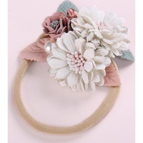 Simulation Flower Princess Headband Baby Girls Super Soft Cute Pearl Turban Headwear Child Kids Fashion Hair Accessories Gift