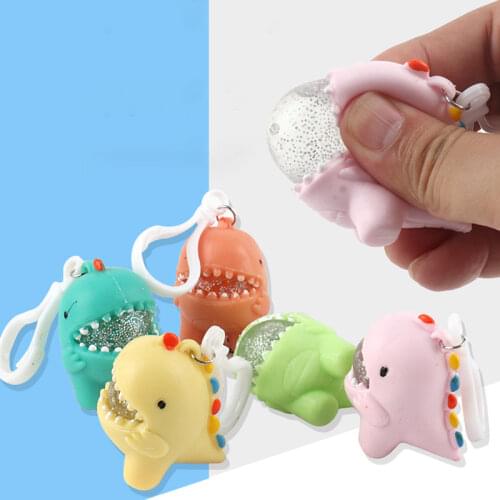 Five Color Cute Cartoon Little Dinosaur Keychain Animal Key chains Infinite Squeeze Decompression Toys antistress