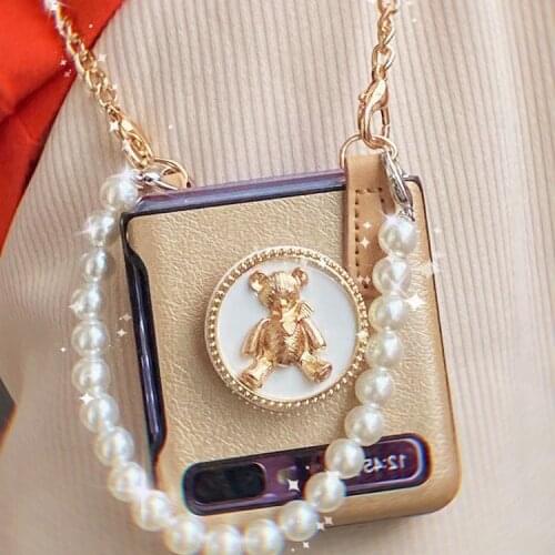 FOR Samsung zflip phone case folding screen leather rope bracket slanting across Galaxy zflip protective case f7070