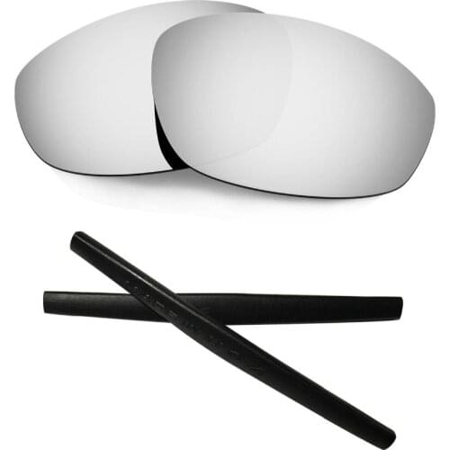 HKUCO For Whisker Silver Polarized Replacement Lenses And Black Earsocks Rubber Kit Combined sale