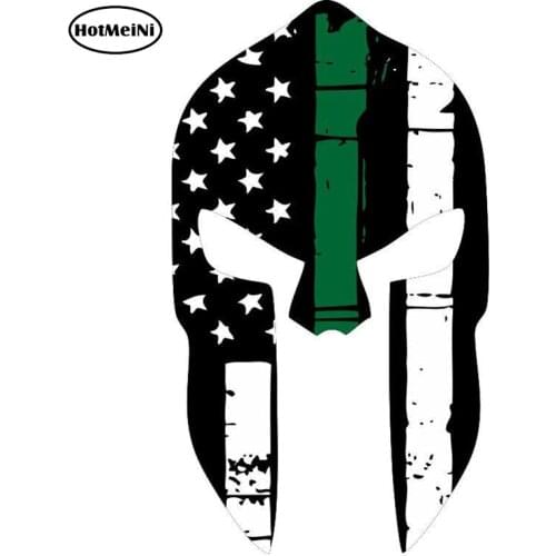 HotMeiNi 7.5cm x 13cm SPARTAN HELMET Green Line Decals Interest Reflective Car decal