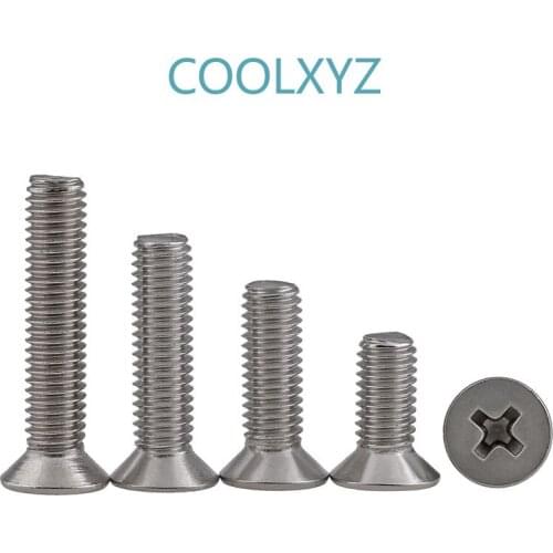 KM authentic 304 stainless steel cross countersunk screw GB819 flat head screw M2 M2.5 M3 5PCS