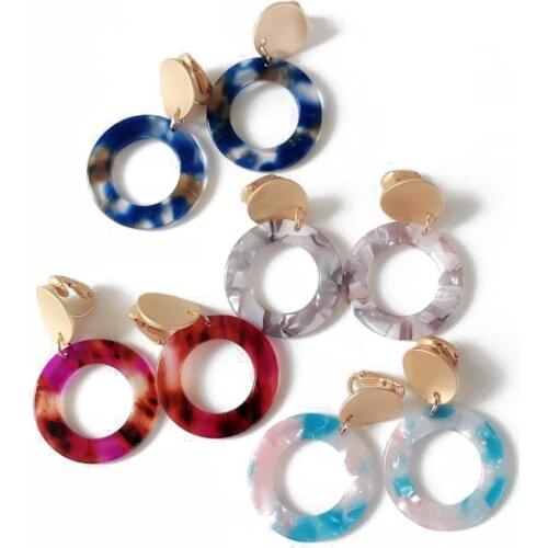 Round Fashion Cute Sweet 4 Colors Elegant Resin Clip Earring Japan Styles