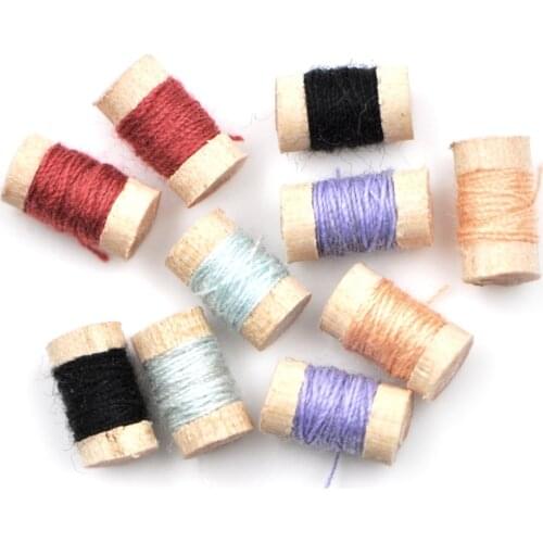 1:12 Scale Miniature Wooden Sewing Tools Kit Decor Kids Gift for Girl Doll Accessories Dollhouse Miniature Decor Wood & Silk