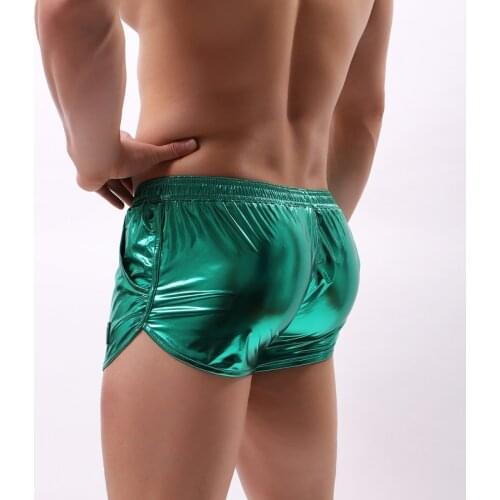 Men Boxer Underwear Shorts Shiny PU Leather Sexy Underpants Panties Male Trunks Dance Boxer Sheath Lingerie Hombre Boxers Bikini