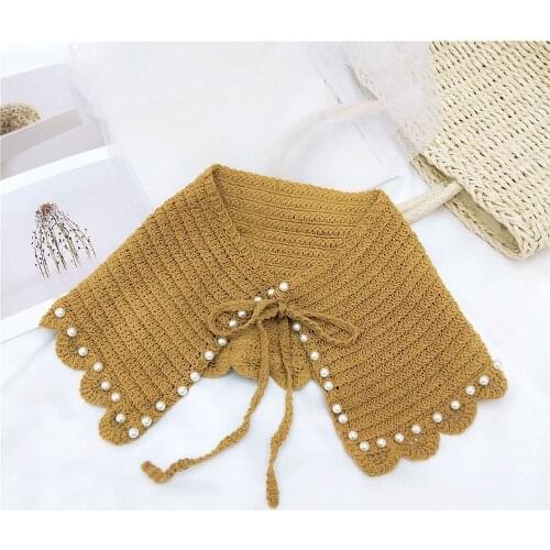 Women Knitted Fake Collar Cotton Shirt Solid Color Cape Shoulder Wrap Shawl False Collar Girls Summer Dress Detachable Collars