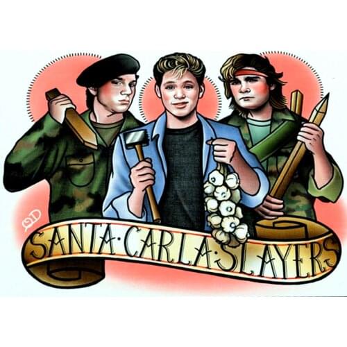 "SANTA CARLA SLAYERS" Tattoo Design Manuscript Print Painting Wall Art Retro Kraft Poster Wall Sticker Barber Shop Home Decor