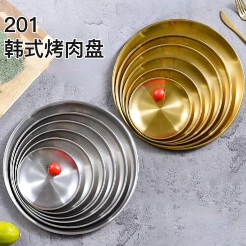 European Style Gold Dinner Plates Dessert Cake Salad Plate Western Steak BBQ Tray Round Serving Dishes Kitchen Tools