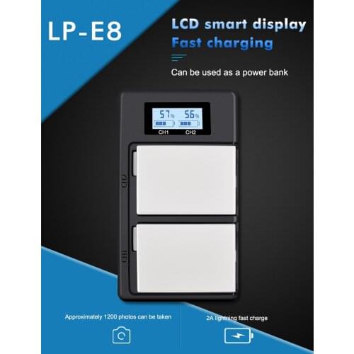 PALO 2Pcs 1800mah LP-E8 LPE8 LP E8 Battery Batterie AKKU +Dual Charger for Canon EOS 550D 600D 650D 700D X4 X5 X6i X7i T2i T3i