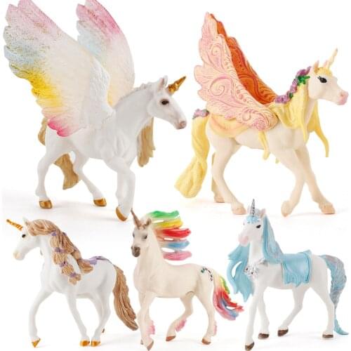 Pegasus Doll Animal Unicorn Flying Horse Figure Sheep Model Kids Toys Figurine Home Decoration