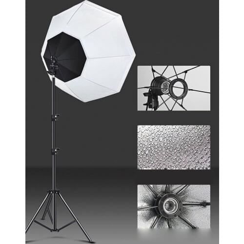 Photo Studio Octagonal Softbox Kit Photography Portable Umbrella E27 Continuous Light Selfie Lamp with 2M Tripod for Video