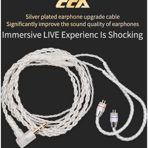 CCA Silver Plated Upgrade Cable 3.5 Mm Audio Cable 4 Core 2 Pin Original Earphone Cable Diy For Cca C10/c16/c04/ KZ ZS3 ZS6 ZSA