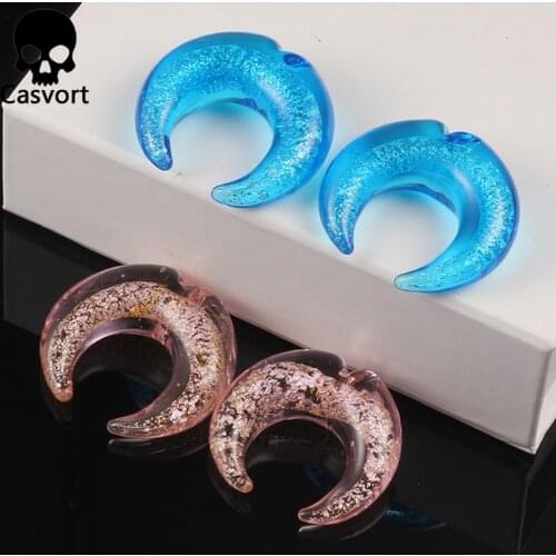 Casvort 2PCS Colorful Crescent Piercing Ear Plugs Expanders Earring Strechers Fashion Gift For Unisex Jewelry Body Sell By Pair