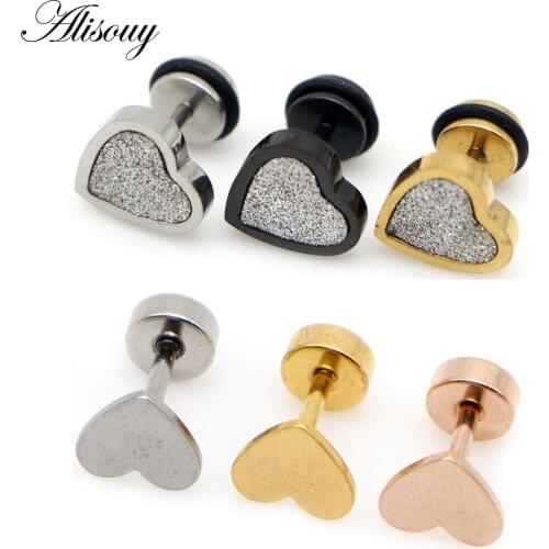Alisouy 2pcs Heart Stud Earring for Women Korean Jewelry Geometric Spiral Earrings Wholesale Wedding Party Earrings