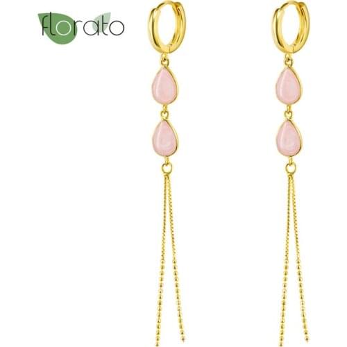 925 Silver Ear Buckle Oval Pendant Earrings Suitable for Korean Ladies Party Pink Zircon Water Drop Earrings Jewelry Gifts