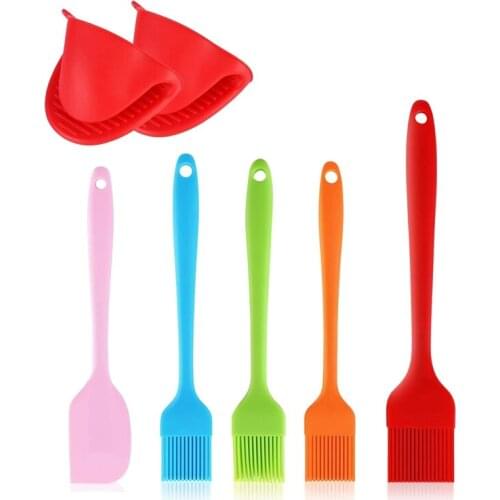 Basting Brushes with Mini Oven Gloves,Silicone Pastry Brushes Oil Brush,for BBQ Grill Barbecue Baking Kitchen Cooking