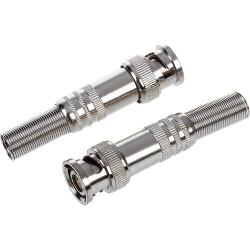 2Pcs/lot Solder Less Twist Spring BNC Connector Jack for Coaxial RG59 For CCTV Camera Surveillance Kit System