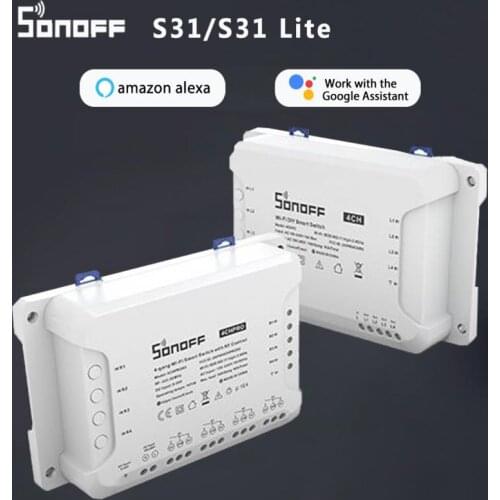 Sonoff 4CH R3 PROR3 Smart DIY Switch 4 Channel Din Rail Mounting WiFI Switch Wireless Compatible with Alexa Amazon Google Home