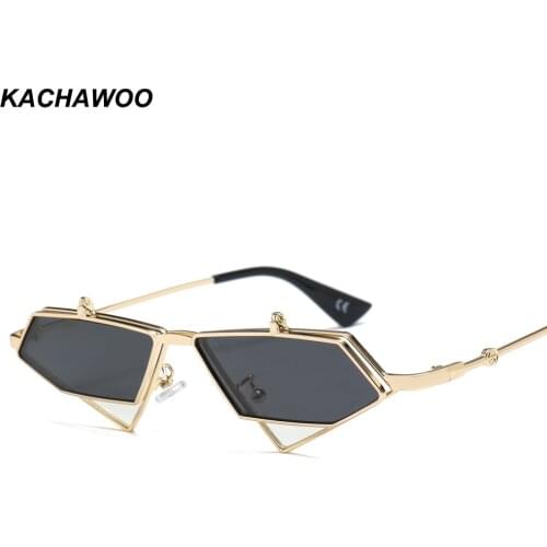 Kachawoo flip up sunglasses men punk style red blue triangle metal vintage sun glasses for women travel accessories