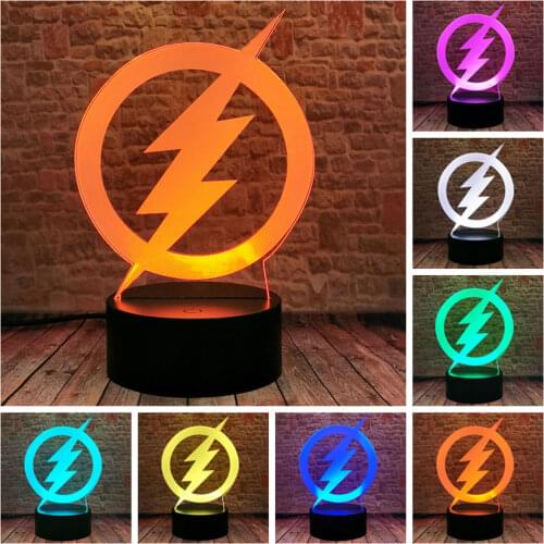 Luminous 3D Illusion LED NightLight 7 Colors Changing Sleeping Lamp logo Model The Flash Figruas Toys