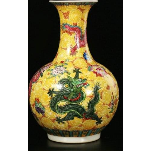 Jingdezhen Vase Ceramics Antique Enamel Pastel Kowloon Vase Chinese Collection Home Decoration porcelain vases for flowers