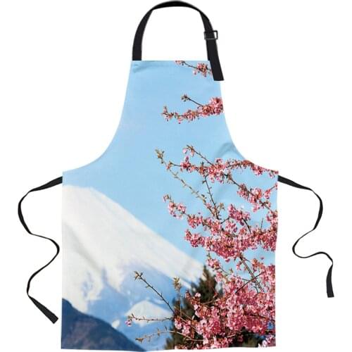 Japan Mount Fuji Cherry Blossoms Kitchen Nail Shop Apron for Women Men Kids Aprons Dinner Party Cooking Baking Accessories