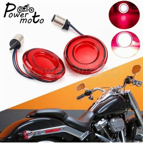 2" Red Lens 1157 LED Turn Signal Tail Running Light Bullet Indicator Lamp For Harley Dyna Touring Road King Softail Sportster