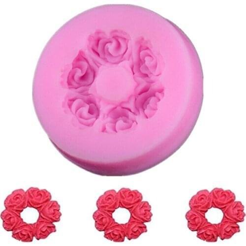 1PCS Silicone Rose Flower Garland Shape Mold For Soap Cupcake Fondant Mould Baking Cases Cake Decorating Bakeware Tools