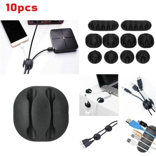 10Pcs Cable Drop Clip Desk Wire Tidy Organiser Cord USB Charge Holder Fixer