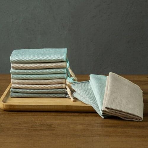 10pcs No Traces Microfiber Cloth Fish Scale Rag Scrubbing Cloth Set for Cleaning Mirrors Glass Dish Screens Household