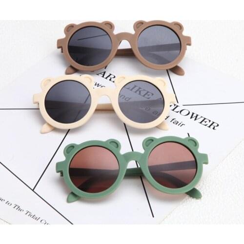 2021 Childrens Colors Cartoon Bear Shape Fashion Round Sunglasses Boys Girls Vintage Sunglasses UV Protection Classic Kids Eyew