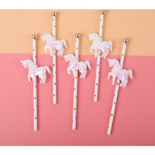 5pcs Unicorn Cupcake Topper Gold Glitter Happy Birthday Cake Topper For Baby Shower Unicorn Party Kids Birthday Cake Decorations