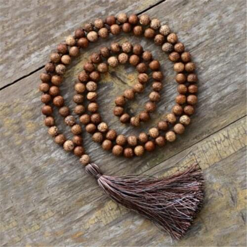 8mm Picture stone 108 Beads Gemstone Mala Tassels Necklace Unisex cuff Lucky Hot MONK Ruyi yoga energy fengshui elegant