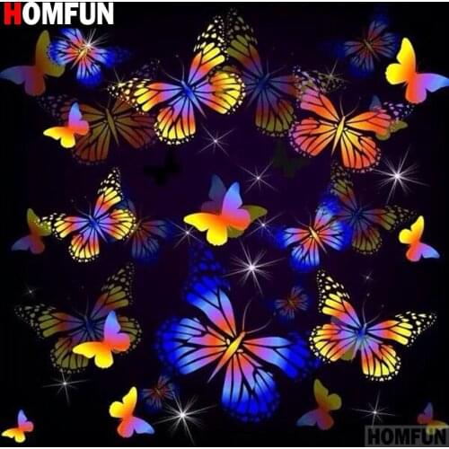 HOMFUN Diamond Embroidery DIY Diamond Painting Cross Stitch Kit "Animal butterfly" 5D Needlework Diamond Home Decoration A18707