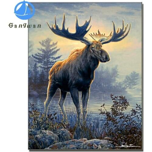 5D DIY Diamond Painting Animal elk Set Full Diamond Square Embroidered Mosaic Art moose Painting Rhinestone Home Decoration Gift