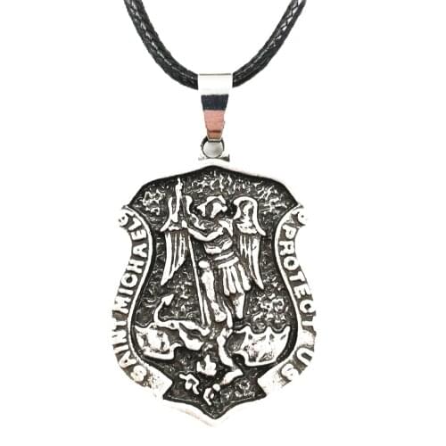 Saint Michael Archangel Amulet Angel Shield Medal Necklace Viking Warrior Protection Russian Orthodox Cross Slavic Jewelry 2021