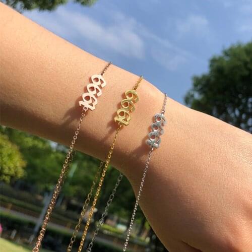 1990-2021Old English Number Statement Bracelet Years Date Jewelry Women Custom Special Year Pulseras Mujer Birthday Date Gifts